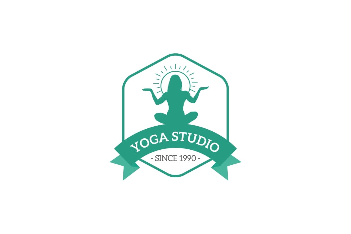 瑜伽培训机构Logo徽章设计模板 Yoga Studio Logo插图(1)