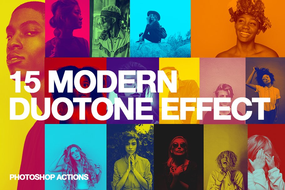 现代双色调效果PS动作 15 Modern Duotone Effect – Action插图