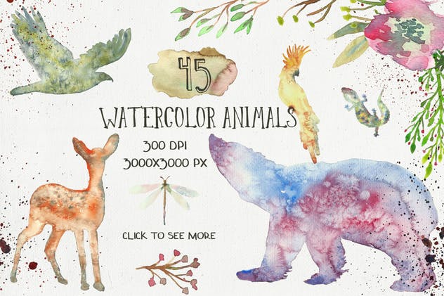水彩动物园手绘插画素材大合集[1.48GB] Animal Zone插图(1)