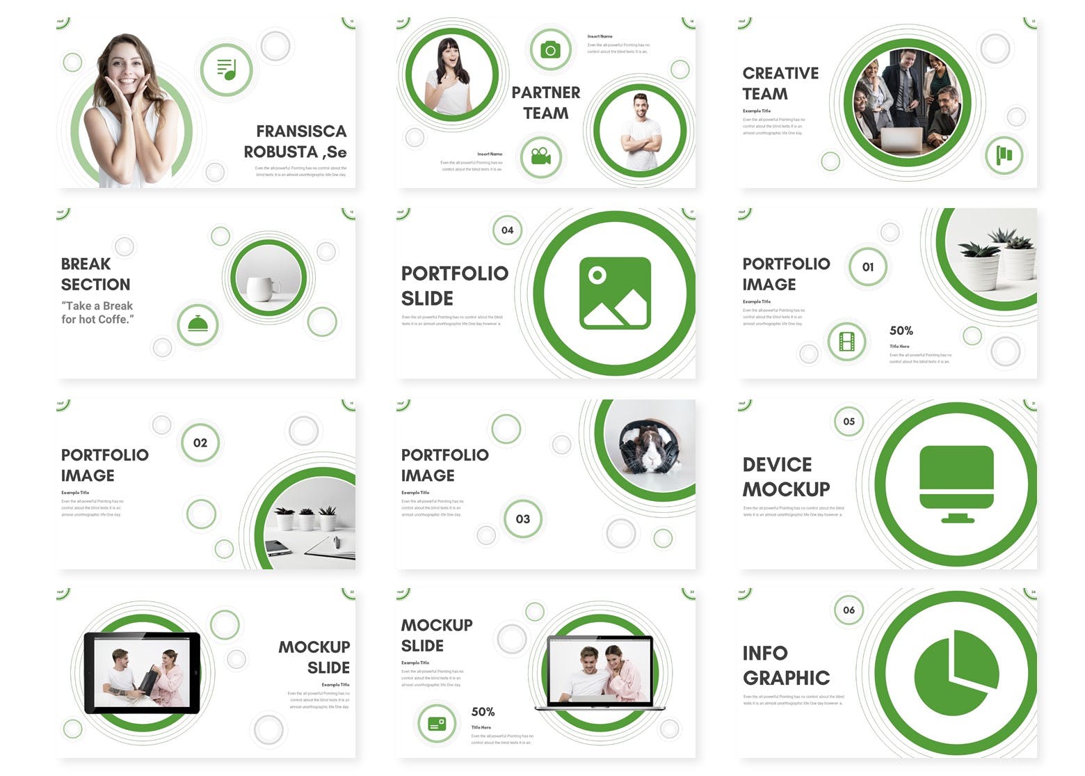 创意圆形图形公司简介谷歌幻灯片模板 RAOF – Google Slides Template插图2