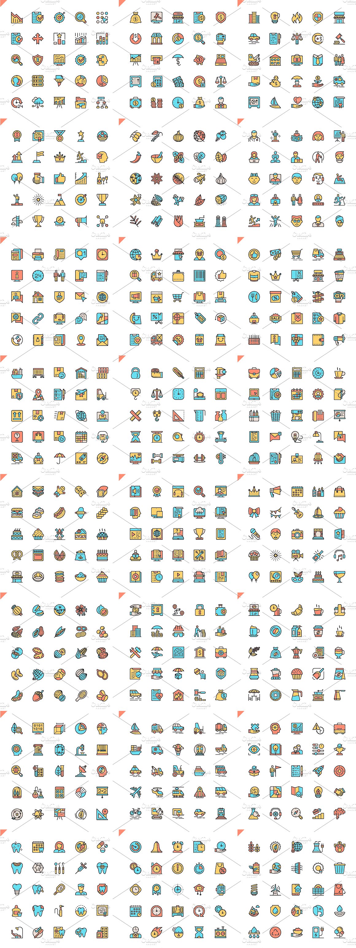 多用途现代直线扁平化图标 Flat Line Icons Pixel Perfect插图(1)