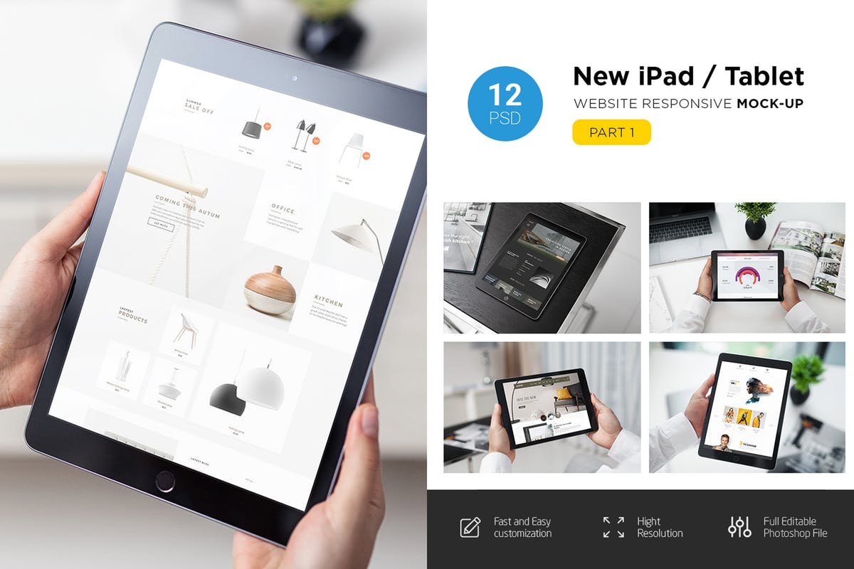 真实场景 iPad 平板电脑样机模板 New iPad Mock-Up (part1)插图