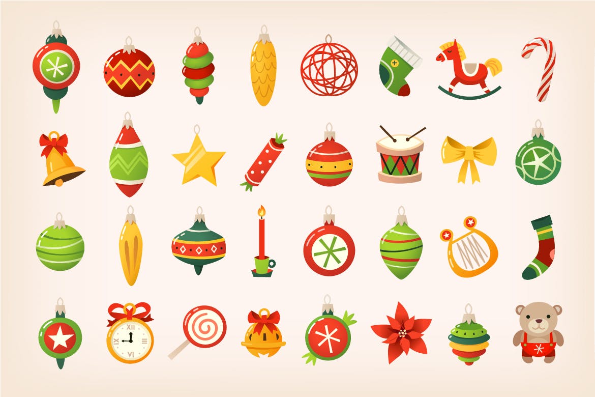 圣诞装饰球彩色矢量图标素材 Christmas Balls Icons插图1