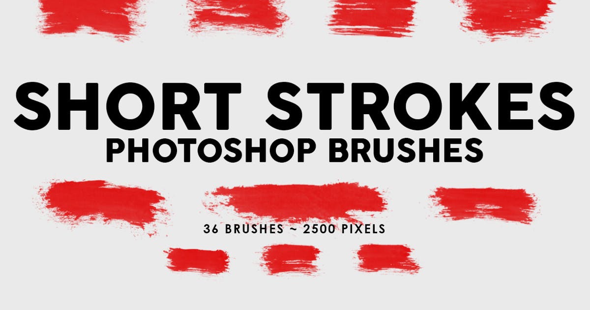 36个短画笔笔触图案ps印章笔刷工具素材合集36 Short Ink Strokes Photoshop Stamp Brushes 第一素材网