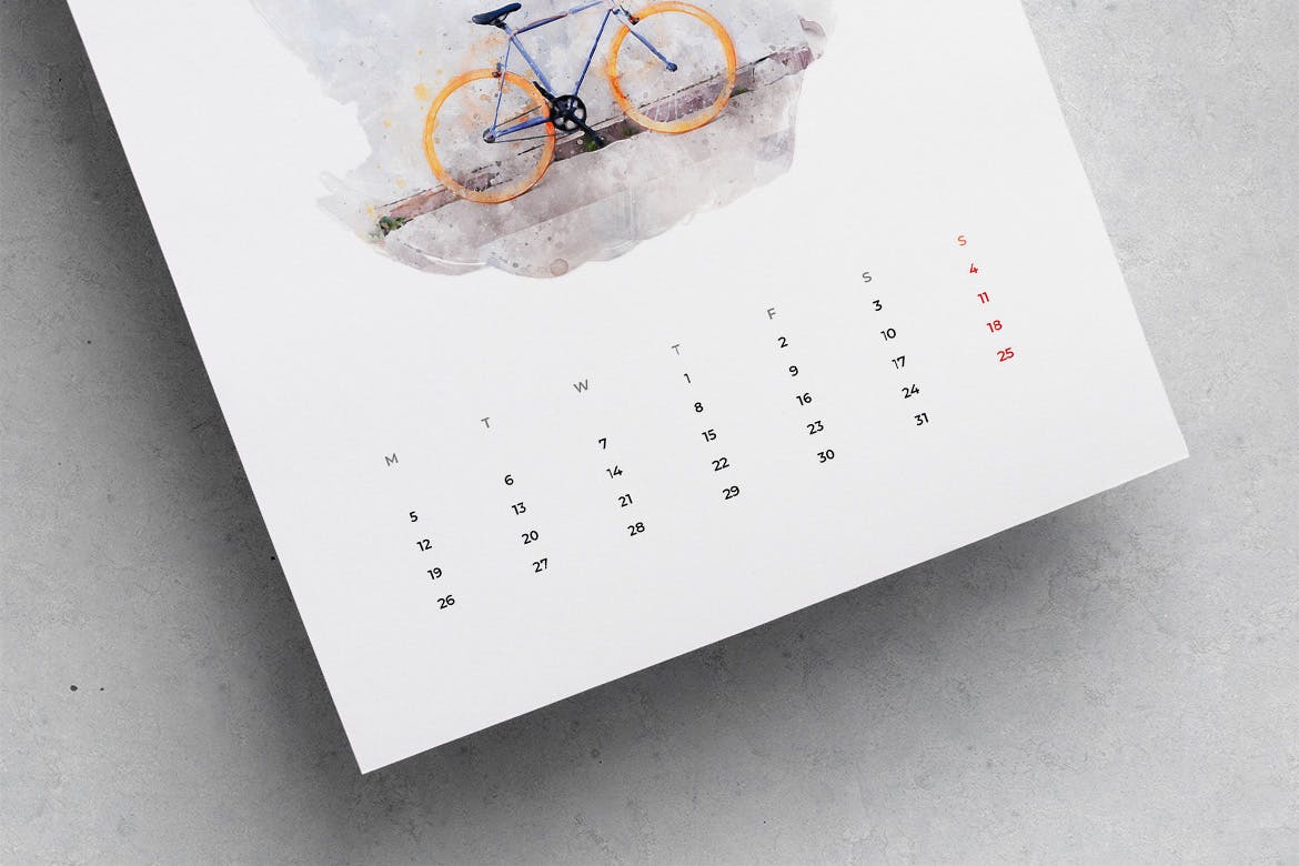 水彩手绘插画设计风格2020日历表年历表设计模板 2020 Watercolor Calendar插图(6)