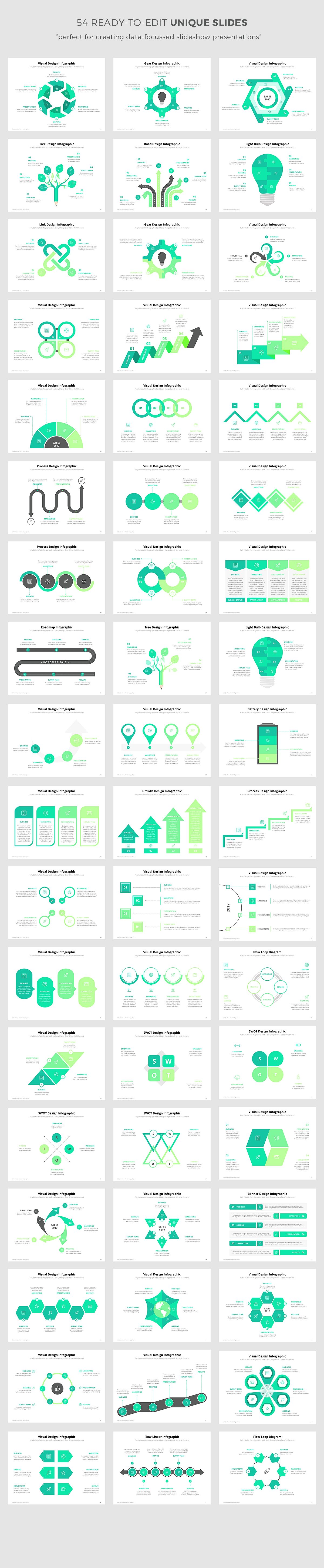 54页信息数据图表幻灯片模板 54 PowerPoint Infographic Elements插图(3)