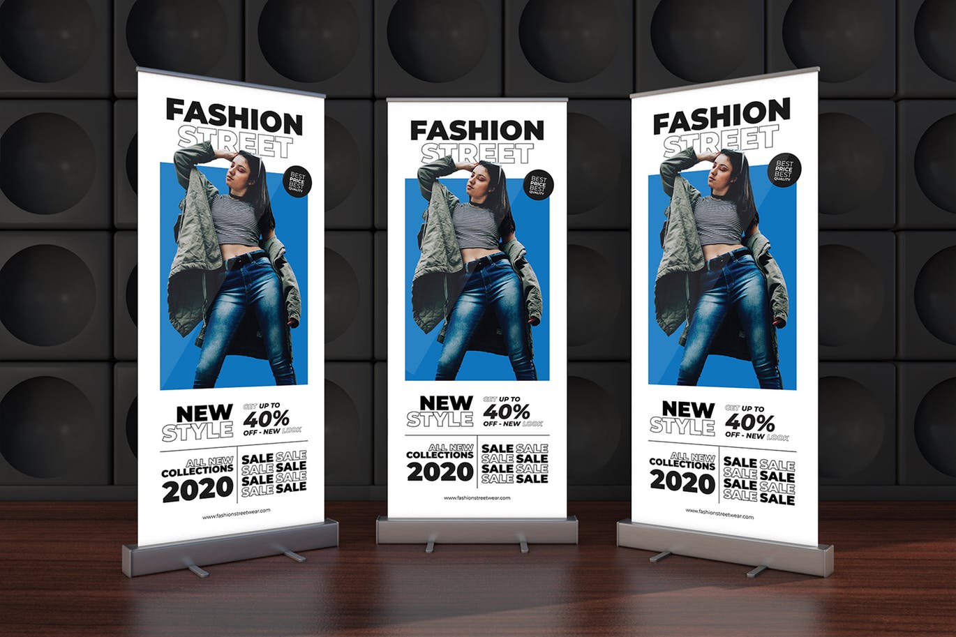 服装店铺/时尚品牌海报传单/X展架Banner设计模板 Fashion Streetwear Roll-up Banner Promotion Set插图(1)