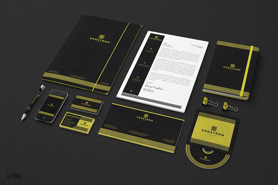 黑黄配色企业形象设计素材包 Black Yellow Corporate Identity PSD插图3