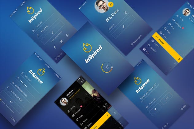 社交类 APP UI 套件 InSpired – Mobile UI Kit插图(1)