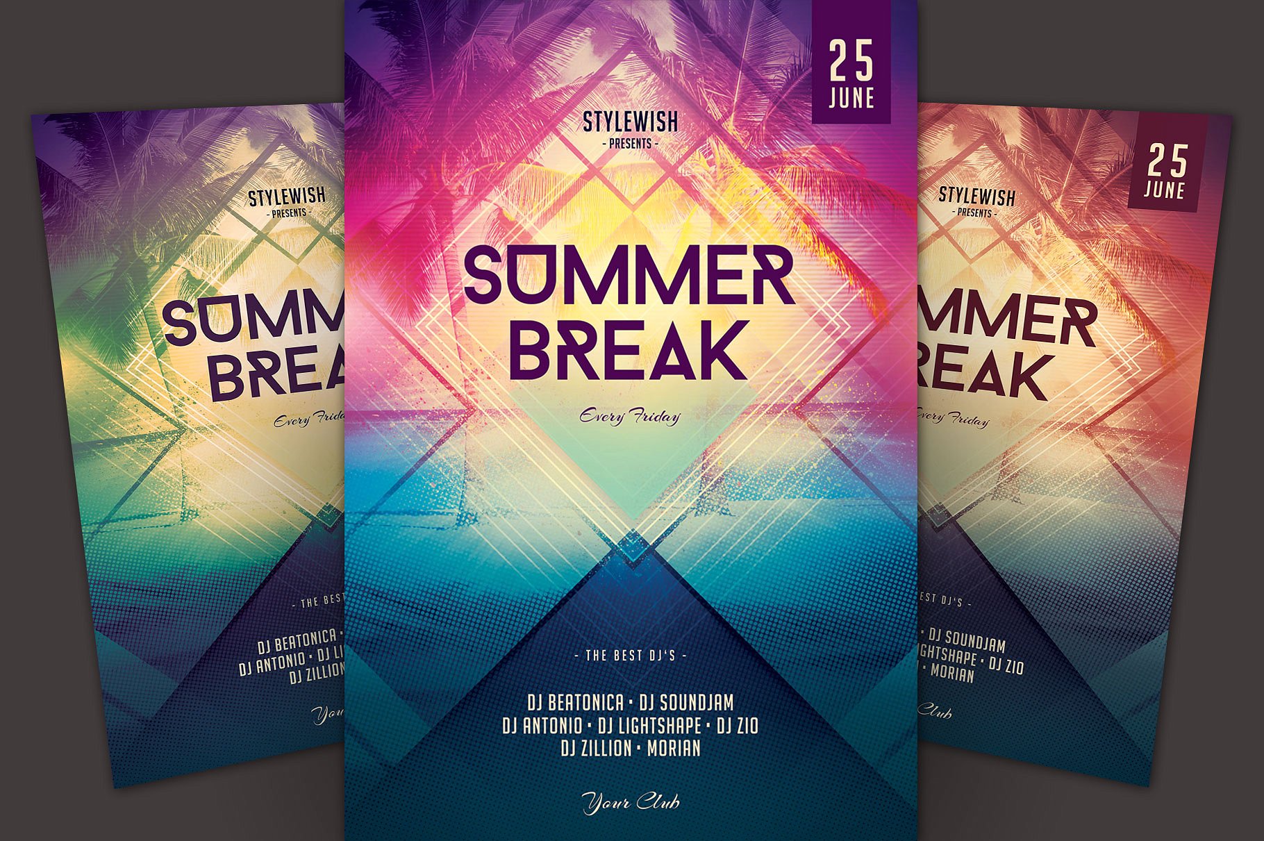 夏季海滩派对活动宣传单模板 Summer Break Flyer Template插图