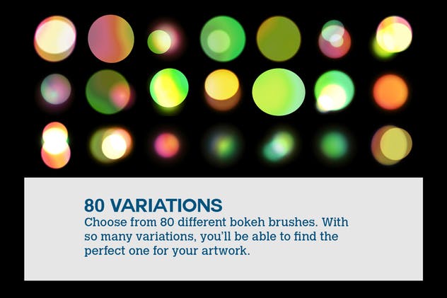 80+款照片后期处理散景效果圆点PS笔刷 Boke-Aji – 80 Large Bokeh Brushes插图1