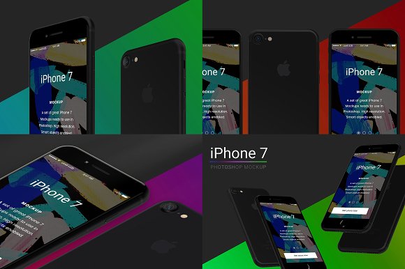 iPhone7 酷黑全包装产品模型 Mockup下载[PSD]插图(3)