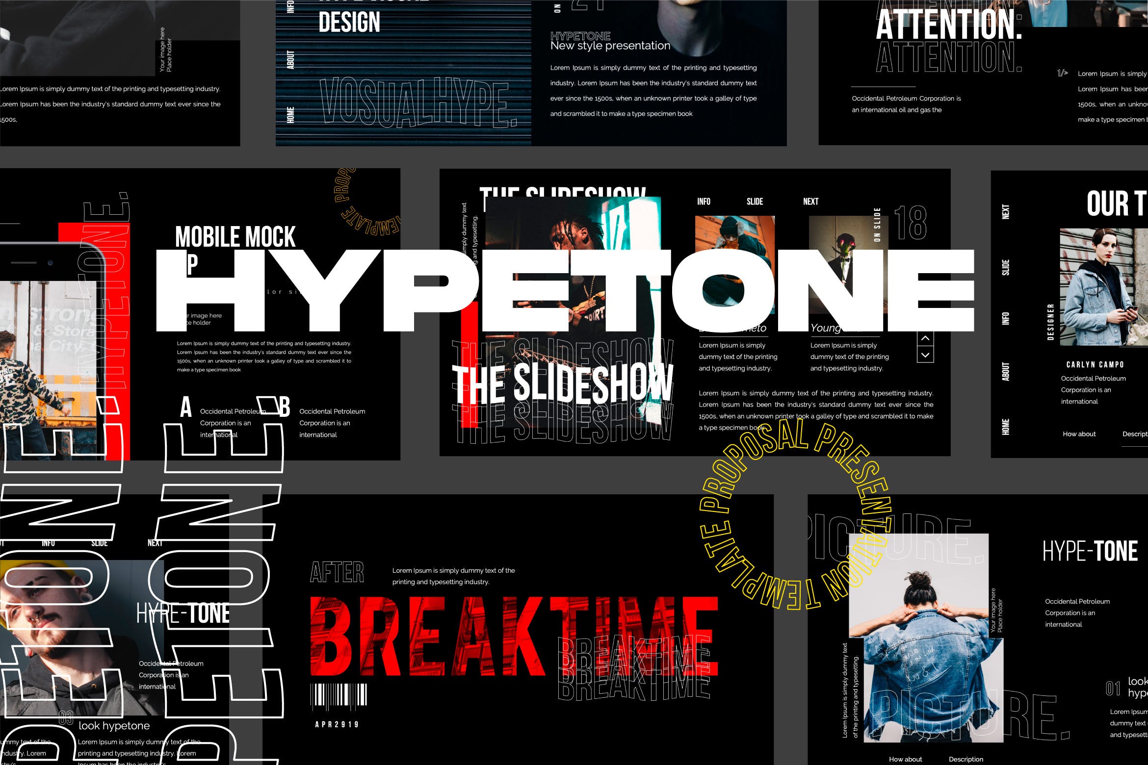 潮时尚酷黑背景Keynote幻灯片模板下载 Hypetone – Keynote插图