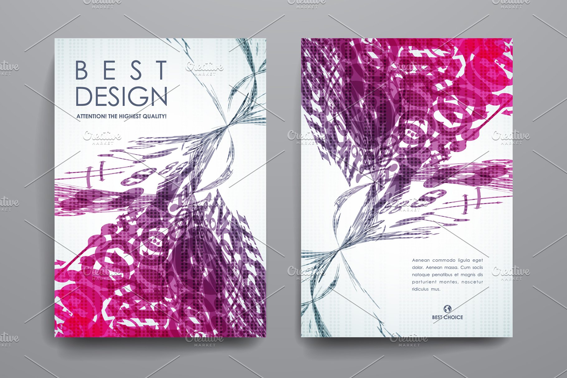 漂亮飘逸线条抽象画册模板 Brochures Templates插图3