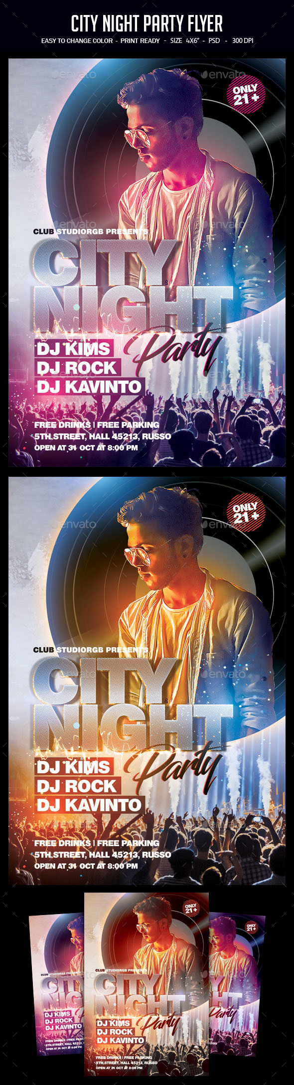 城市夜间派对海报模板下载 City Night Party Flyer[psd]插图