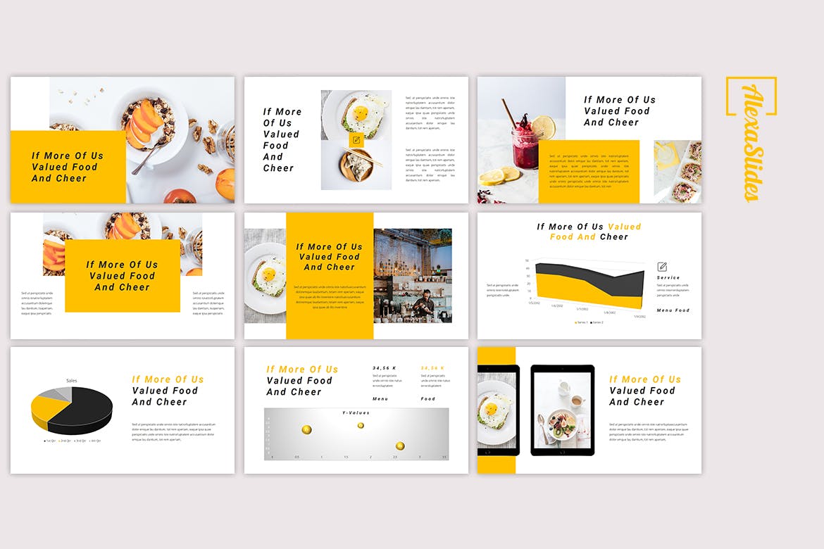 美食品牌/餐厅主题谷歌幻灯片设计模板 Awei – Food Google Slides Template插图(3)