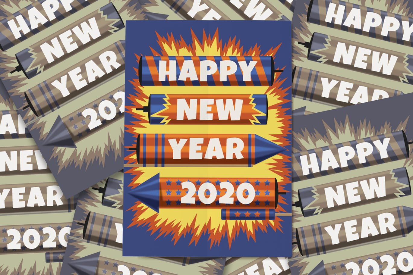 烟花图案新年主题海报传单模板 New Year Fireworks Flyer插图