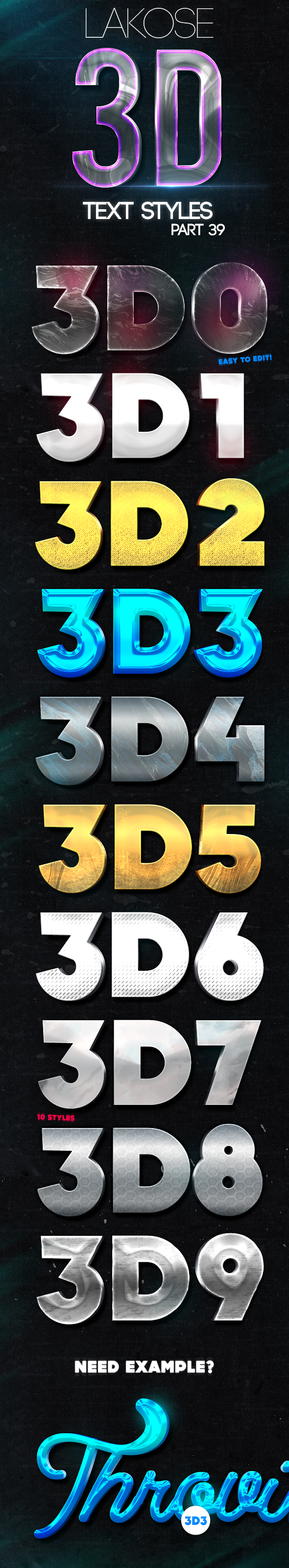 金属质感3D文字的PS图层样式 Lakose 3D Text Styles Part 39 [psd]插图