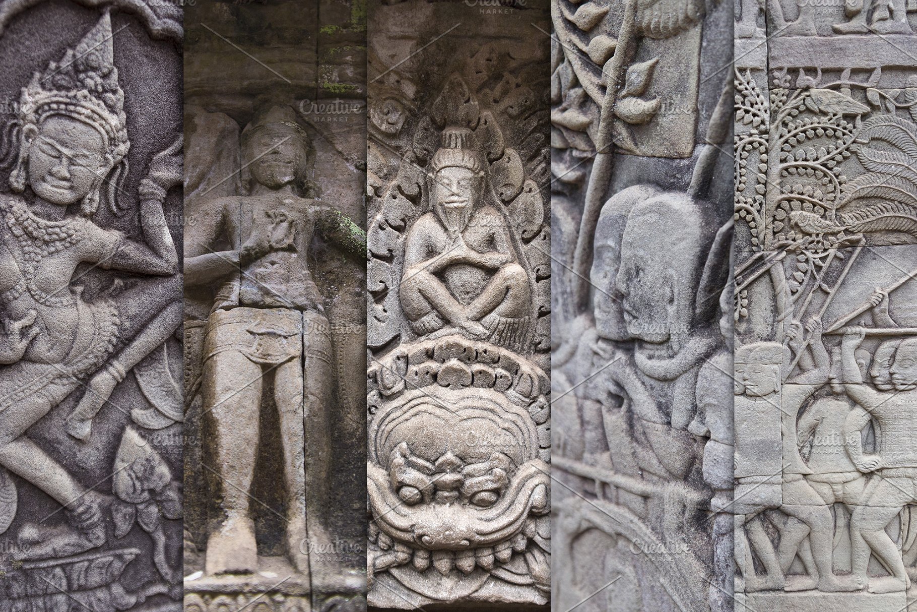 寺庙浮雕高清照片素材 Temple Bas Reliefs插图