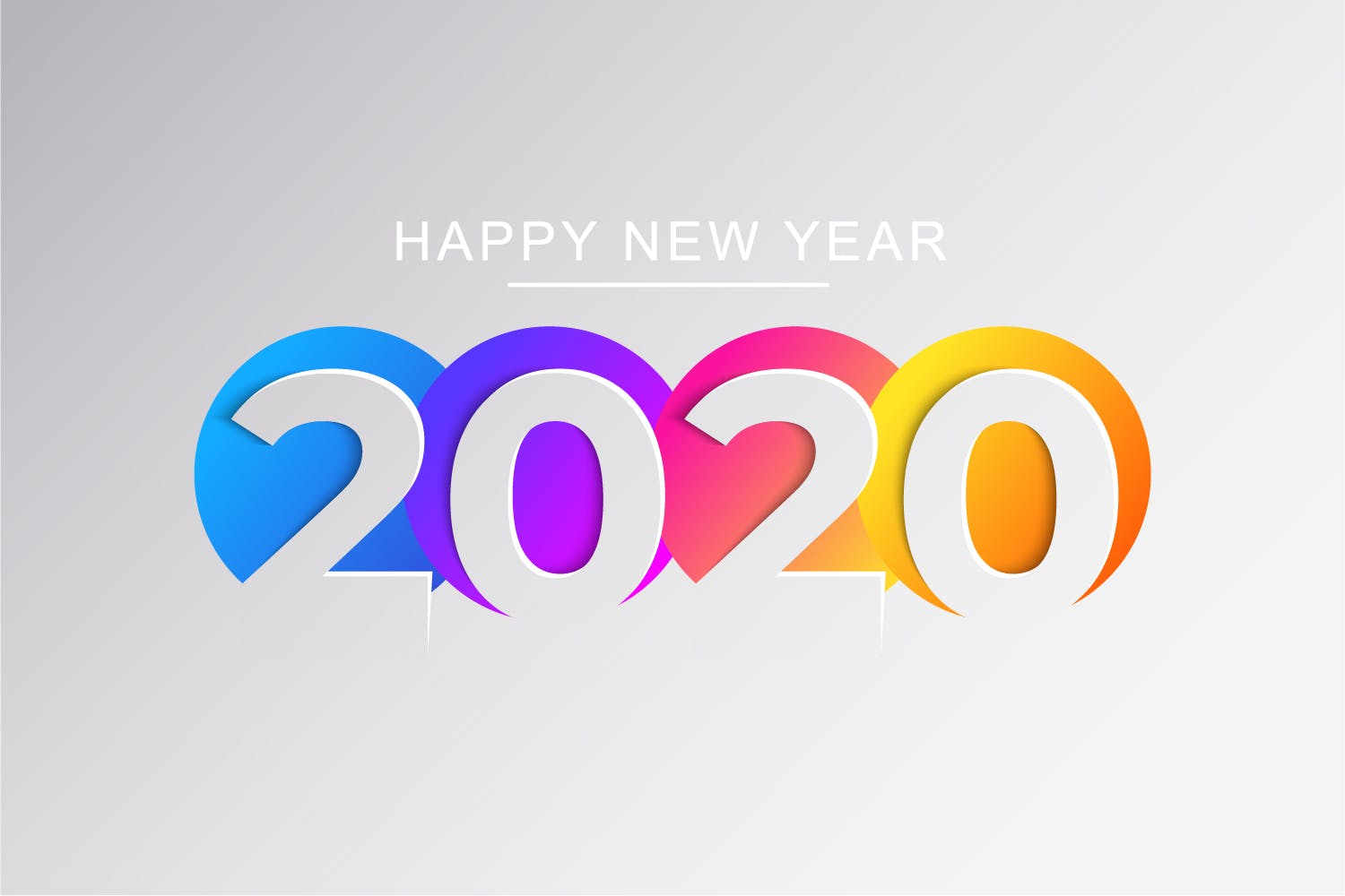 2020新年数字彩色矢量设计图形素材 2020 Happy New Year Greeting Card插图(2)