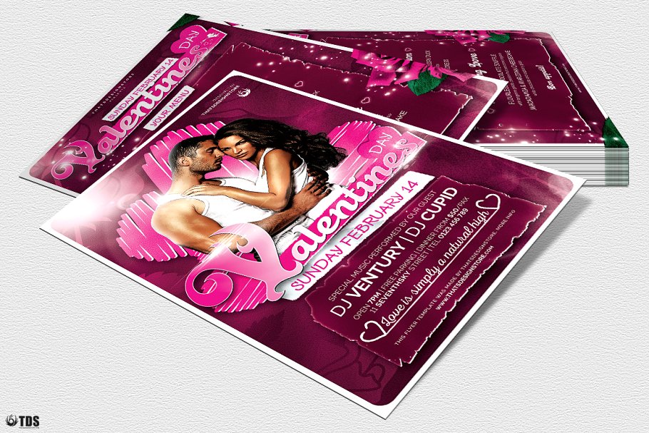 情人节主题传单PSD模板v7 Valentines Day Flyer+Menu PSD V7插图3