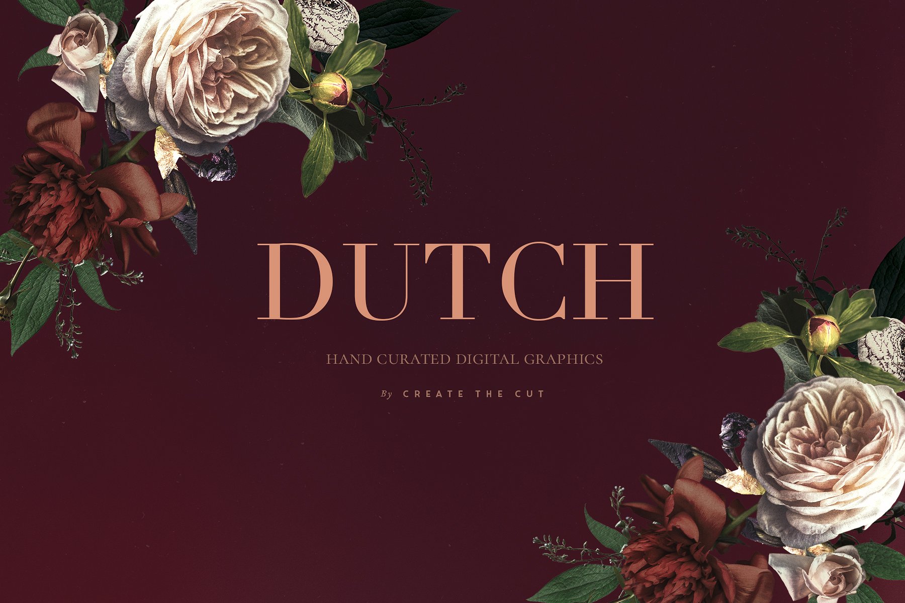传统色彩荷兰花卉剪贴画 Vintage Floral Clip Art – Dutch插图8