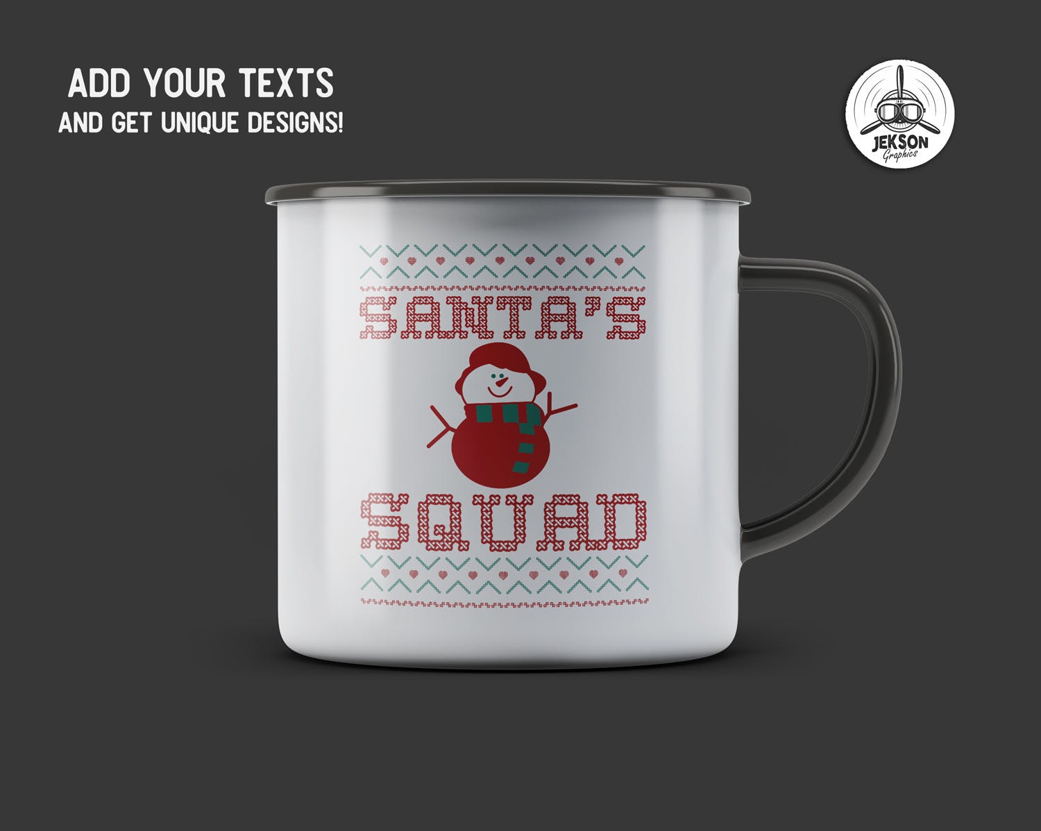 圣诞节主题T恤圣诞老人印花图案设计模板 Christmas Santa Squad Sweater T-Shirt. Xmas Design插图(1)