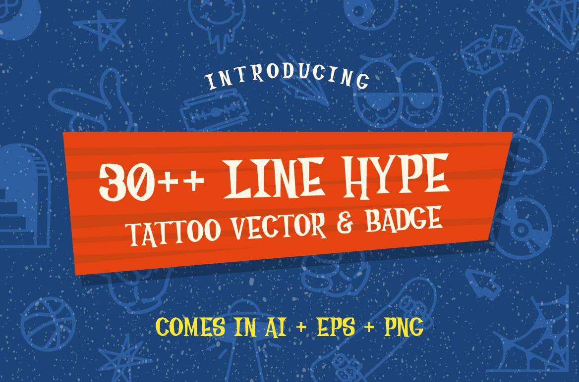 30+线条艺术纹身图案&徽章矢量图形素材 30++ Line Hype Tattoo Vector & Badge插图1