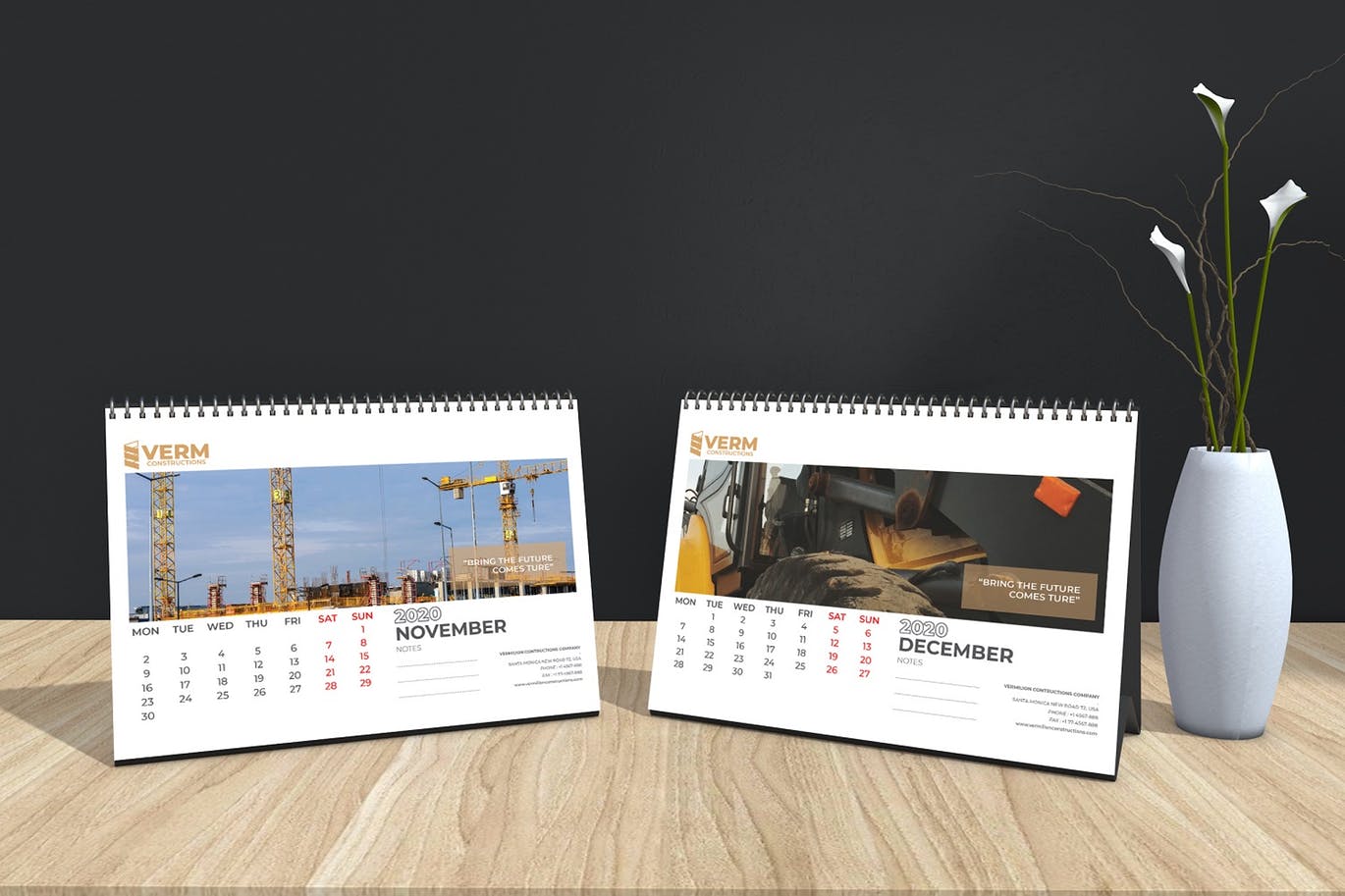 2020年建筑主题台历&挂墙日历表设计模板 Construction Wall & Table Calendar 2020插图14