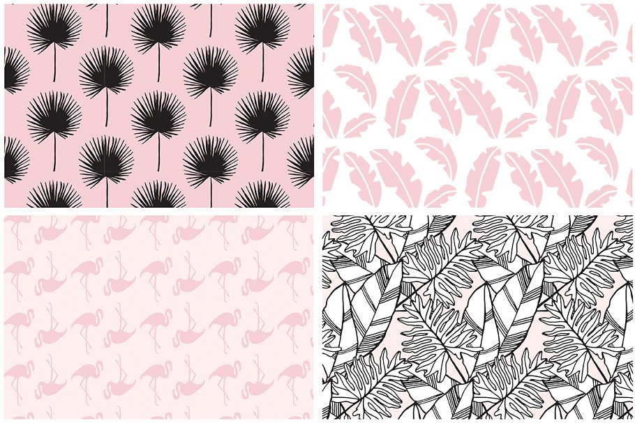 热带树叶手绘矢量纹理合集 Tropical Foliage Vector Patterns插图(12)