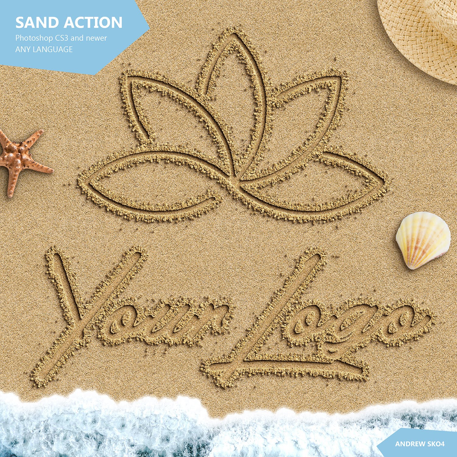 沙滩上手写文字特效PS动作 Sand Photoshop Action插图(4)