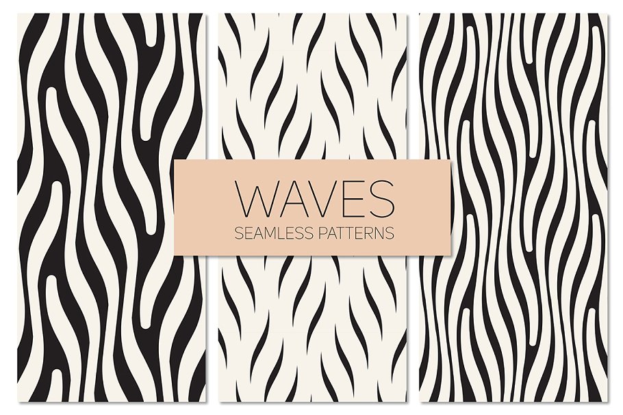 波浪图案无缝纹理 Waves. Seamless Patterns Set 2插图