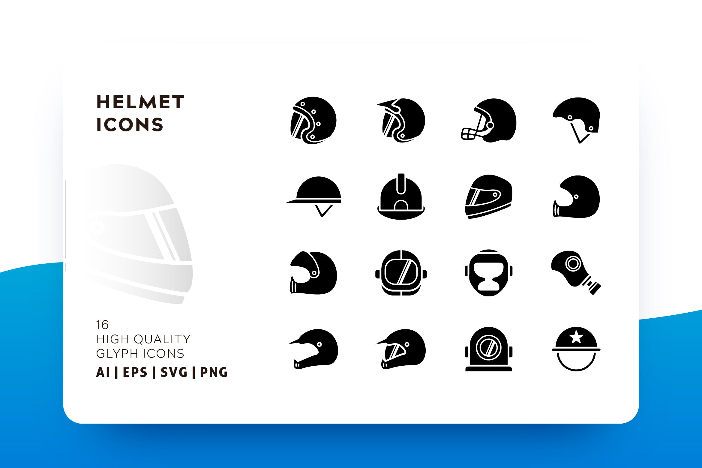 头盔GLYPH字体图标 HELMET GLYPH插图