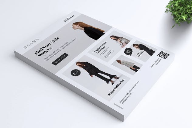 极简主义设计风格时尚品牌促销广告海报设计模板 BLANK Minimal Fashion Flyer插图(1)