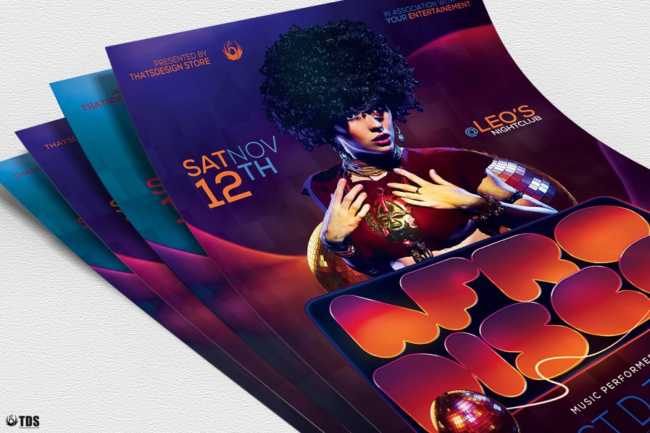 迪斯科音乐舞会派对传单模板 Afro Disco Flyer PSD插图(4)