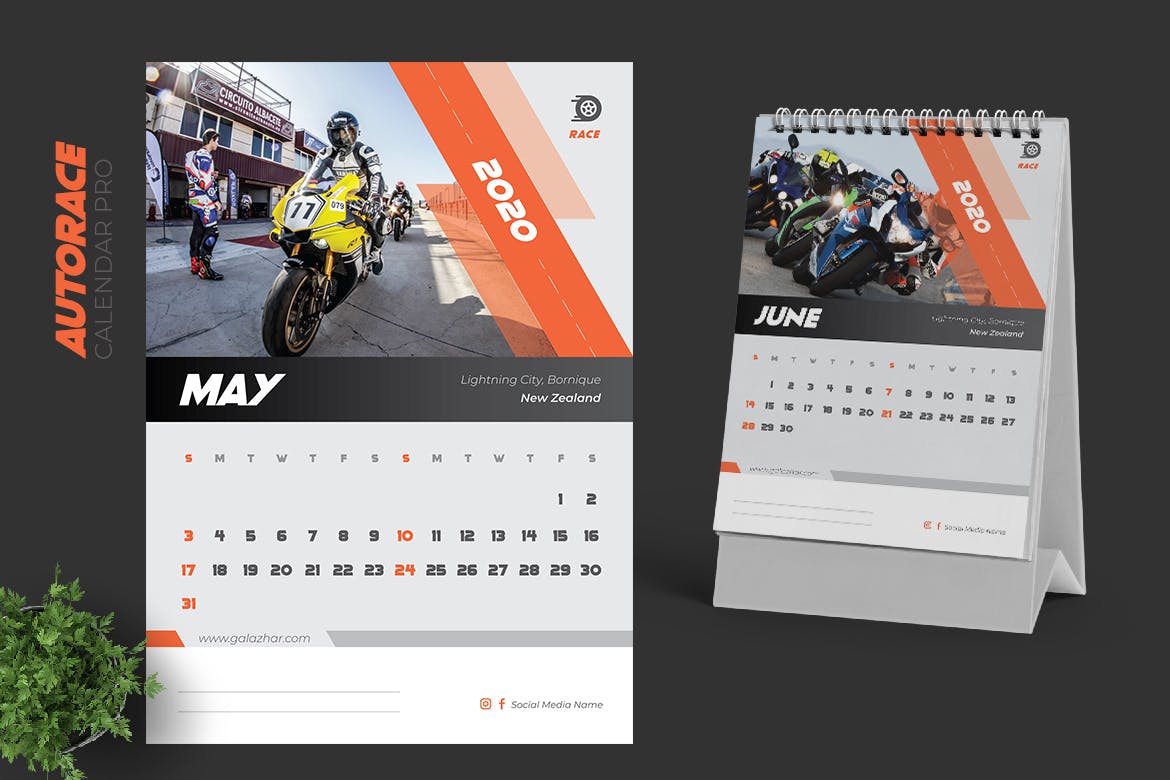 汽车竞赛主题2020年活页台历设计模板 2020 Auto Race Calendar Pro插图(3)