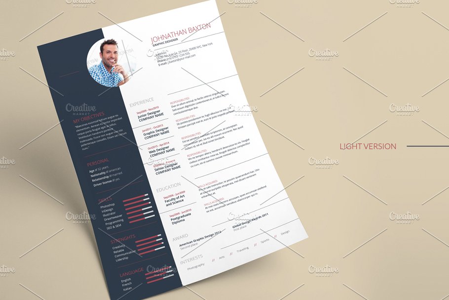 商务风格个人电子简历设计模板 Resume CV插图2