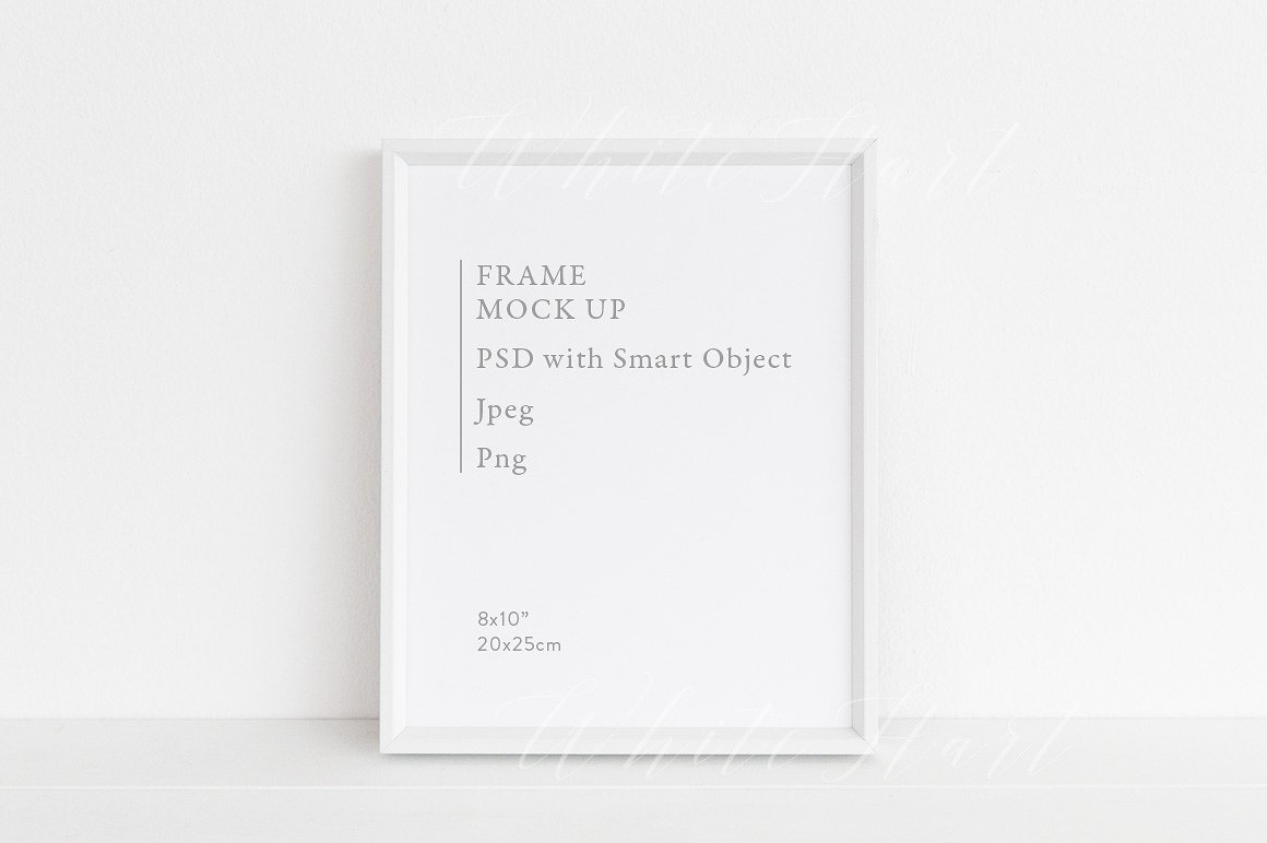 极简主义画框相框样机模板 Minimal white frame mock up – 8×10"插图