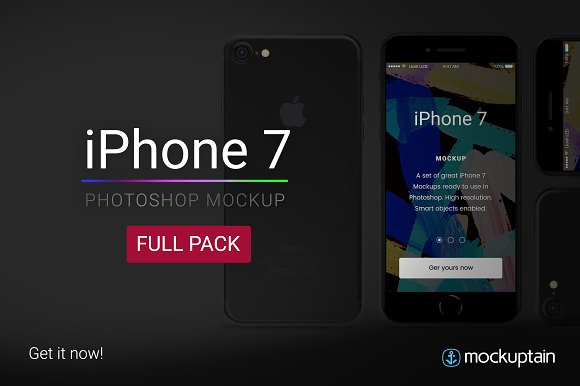 iPhone7 酷黑全包装产品模型 Mockup下载[PSD]插图(4)