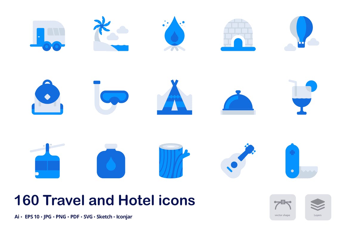 旅游&酒店主题双色调扁平化矢量图标 Travel and Hotel Accent Duo Tone Flat Icons插图(8)