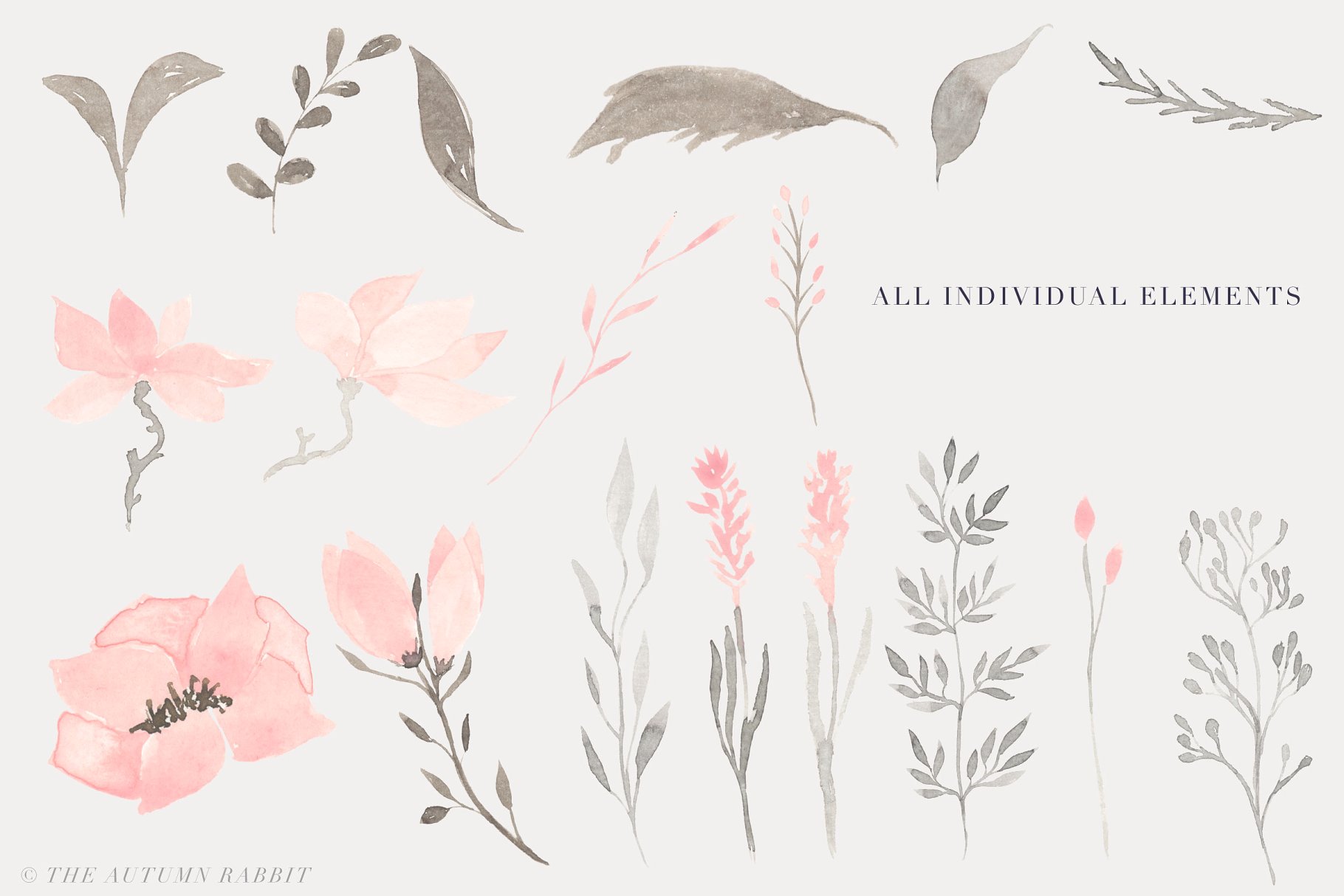 优雅水彩手绘花卉剪贴画 Watercolor Floral Clipart – Harmony插图2