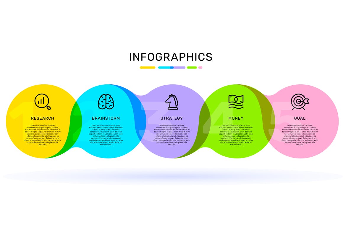 行业市场分析报告幻灯片设计信息图表素材 Set of infographic templates + business icons插图(6)