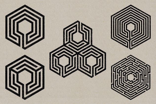 50款迷宫图形设计印章纹理合集 Labyrinth Stamps插图1