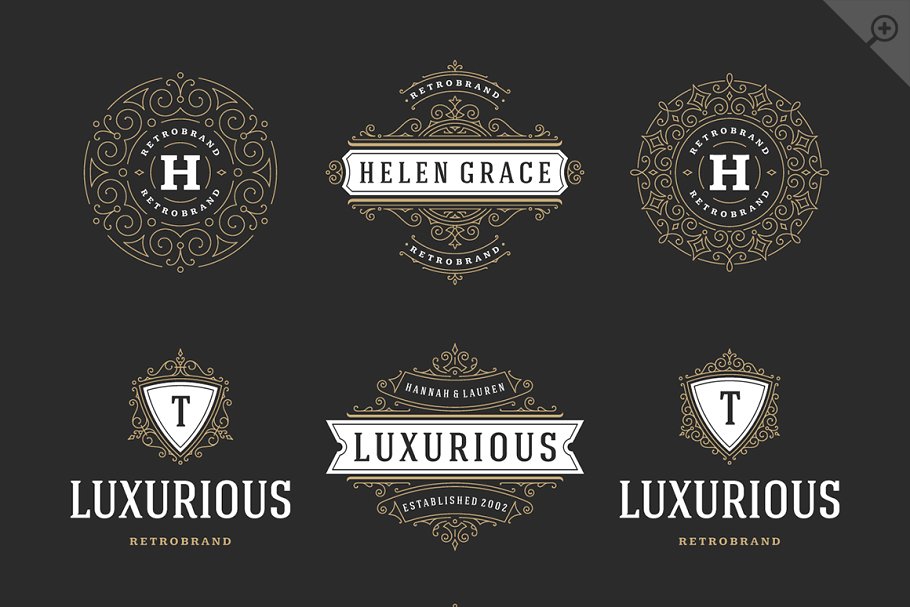 50款奢侈品品牌Logo设计模板 50 ornaments logos & monograms插图1