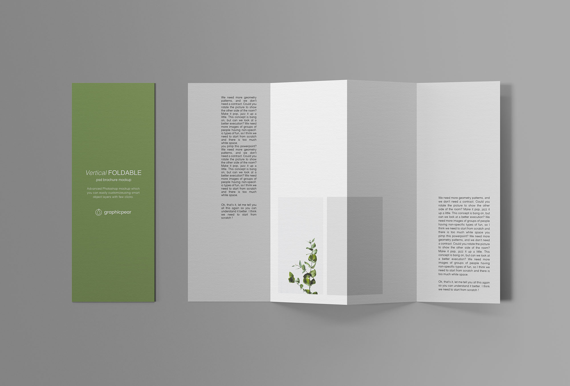 垂直折页传单设计效果图预览样机 Vertical Foldable Brochure Mockup插图