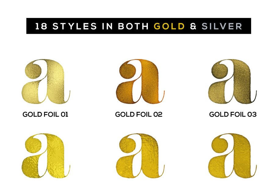 100%矢量闪亮金箔图层样式 Shimmer & Shine: 100% Vector Gold插图3