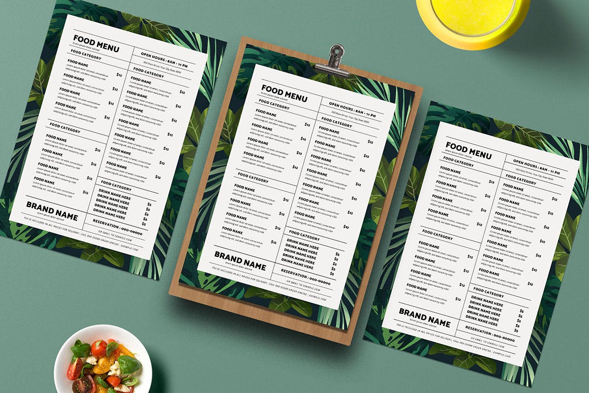 热带主题餐厅美食菜单设计模板 Tropical Food Menu插图(1)