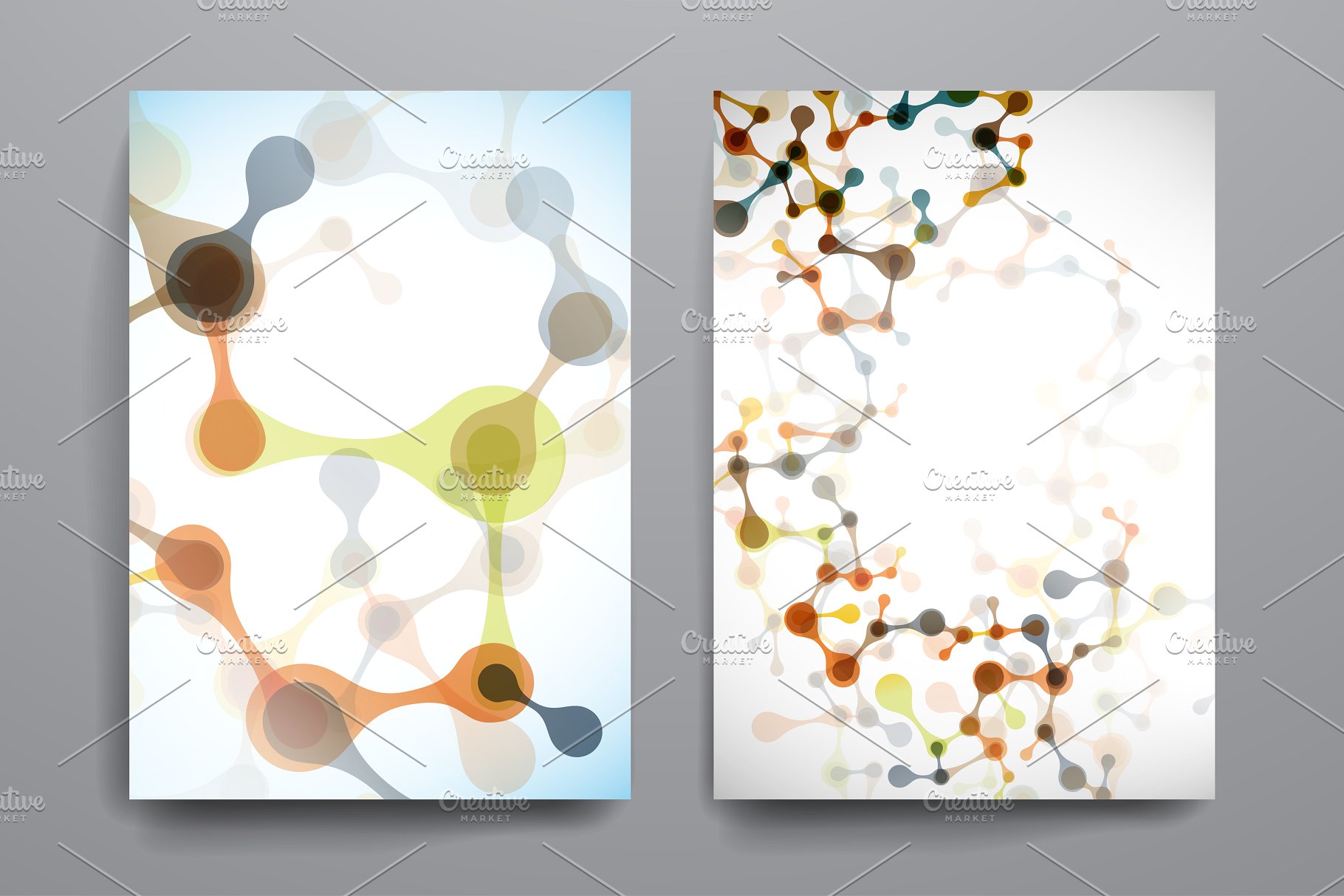 DNA链条抽象图形背景小册子模板 Brilliant  brochures in DNA style插图2