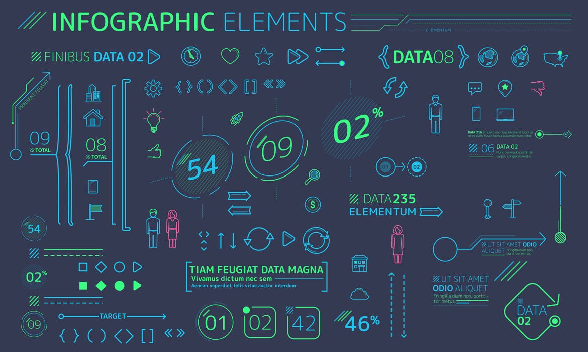 扁平化设计风格信息图表数据演示设计素材 Flat Infographic Elements插图(9)
