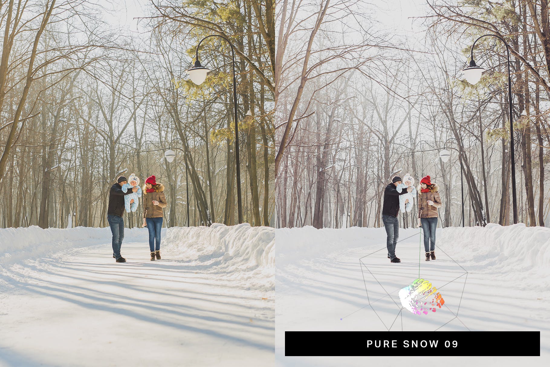 50款充满色彩的冬季风景照片LR调色预设合集 50 Winter Snowscape Lightroom Presets and LUTs插图(1)